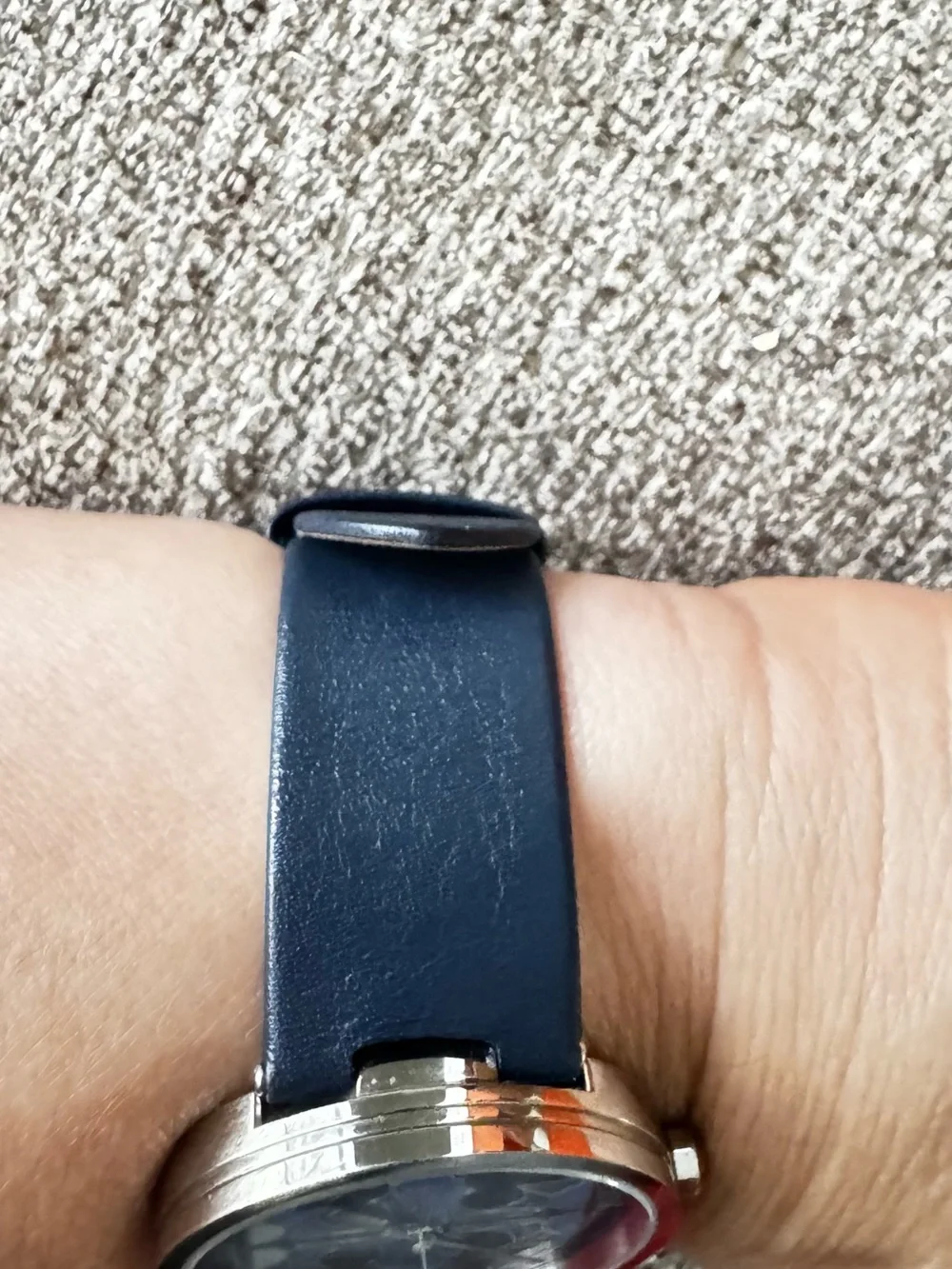 Tory Burch Reva Blue Geometric Dial Watch with Navy Strap